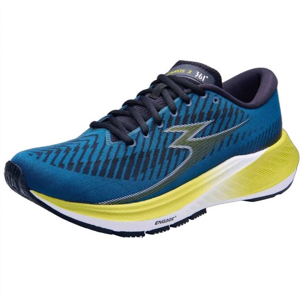 NEW 361 DEGREES men's kairos 3 running shoes in dark moss/chartreuse